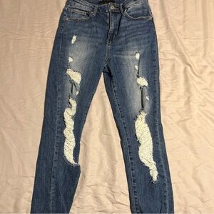 Risen jeans 7/28 distressed rolled cuff jean